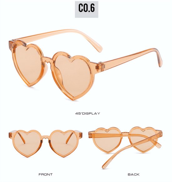 DAEBAK Kleurvolle Kinder hartjes zonnebril in hart vorm [Bruin / Brown] Festival Sunglasses - Zonnebrillen Child — afbeelding 2