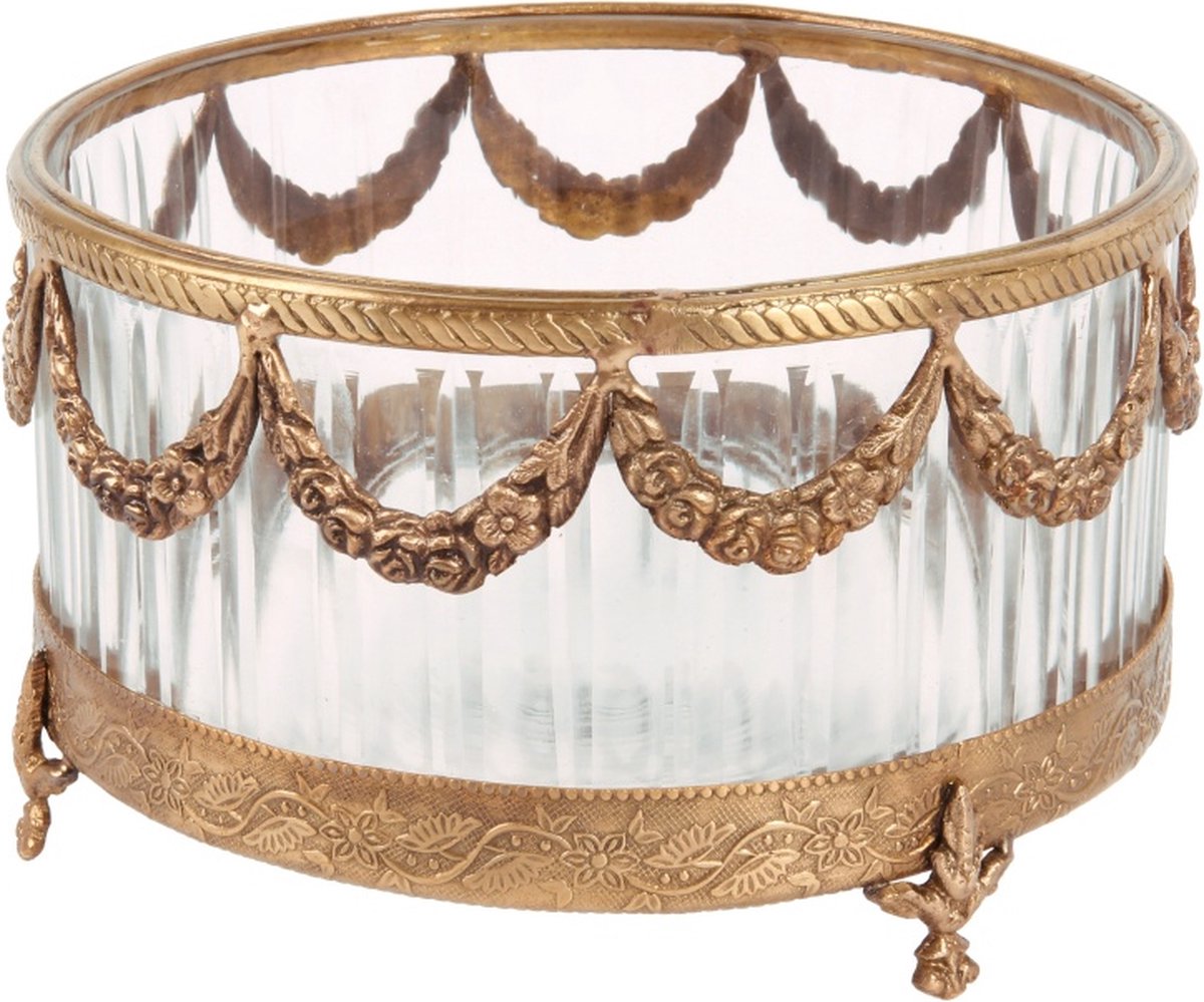 Baroque Waxinelichtjeshouder Tafelgerei schaal koper 10 cm 10 Brass+glass