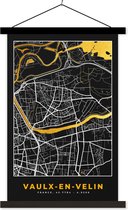Porte-affiche avec affiche - Affiche scolaire - Carte - France - Plan de ville - Carte - Vaulx-en-Velin - 60x90 cm - Lattes noires