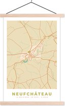 Posterhanger incl. Poster 40x60 cm - Schoolplaat - Stadskaart - Plattegrond - Kaart - Vintage - Neufchâteau - Textielposter - Blanke latten - Plattegrond