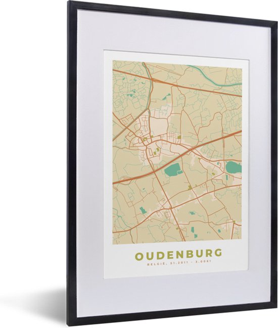 Fotolijst incl. Poster - Stadskaart - Oudenburg - Kaart - Plattegrond ...