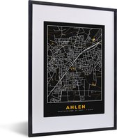 Fotolijst incl. Poster - Duitsland – Black and Gold – Ahlen – Stadskaart – Kaart – Plattegrond - 30x40 cm - Posterlijst