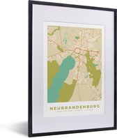Fotolijst incl. Poster - Kaart - Neubrandenburg - Stadskaart - Plattegrond - Vintage - 30x40 cm - Posterlijst