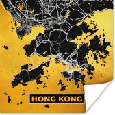 Poster Hong Kong - Goud - Stadskaart - Plattegrond - Kaart - 75x75 cm
