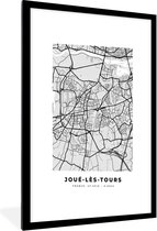 Fotolijst incl. Poster - Kaart – Stadskaart – Joué-lès-Tours - Plattegrond – Frankrijk - 60x90 cm - Posterlijst