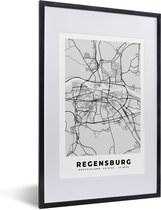 Fotolijst incl. Poster - Duitsland - Stadskaart - Plattegrond - Regensburg - Kaart - 40x60 cm - Posterlijst