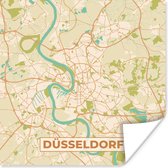Poster Plattegrond - Kaart - Düsseldorf - Vintage - Stadskaart - 75x75 cm