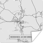 Poster Duitsland - Kaart - Stadskaart - Heidenheim An Der Brenz - Plattegrond - 50x50 cm