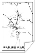 Poster Heidenheim an der Brenz - Plattegrond - Kaart - Stadskaart - 40x60 cm