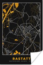Poster Duitsland – Black and Gold – Rastatt – Stadskaart – Kaart – Plattegrond - 60x90 cm