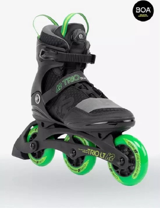 K2 Trio LT 100 Boa Inline Skate (Zwart Groen) 09.5 / 42.5 Zwart / Groen