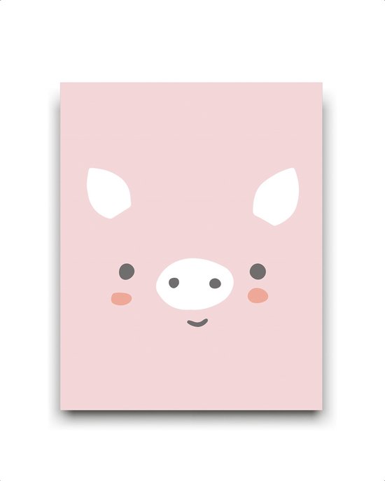 Peinture Porcinet tête de cochon rose / Ferme / 40x30cm