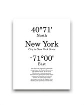 Schilderij  Steden New York met graden positie en tekst - Minimalistisch / Motivatie / Teksten / 40x30cm