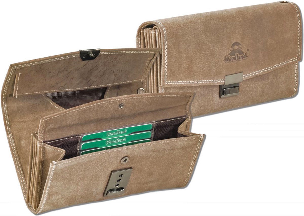 Woodland Leren Professionele Kelnerbeurs Horeca Portemonnee met Ladderslot - Voorvak voor 3 pasjes - Leer - Bruin