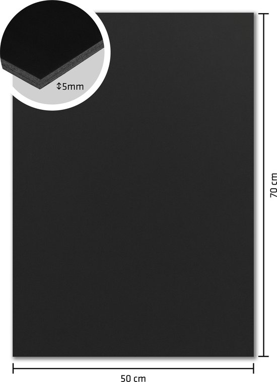 Kangaro - Carton mousse 50 x 70cm - 5mm - noir - carton de 15 pièces