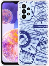Hoesje Geschikt voor Samsung Galaxy A23 Paspoort Stempels
