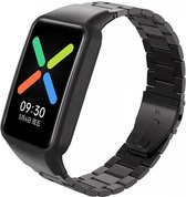 Stalen Smartwatch bandje - Geschikt voor Oppo Watch Free stalen bandje - zwart - Strap-it Horlogeband / Polsband / Armband - Watch Free