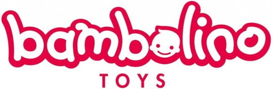 Logo van Bambolino Toys in rode tekst met een lachend gezichtje.