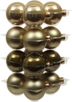 32x stuks kerstversiering kerstballen dusky lime goud/groen tinten van glas - 8 cm - mat/glans - Kerstboomversiering