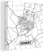 Canvas Schilderij Kaart - Stadskaart - Gemert - Plattegrond - 90x90 cm - Wanddecoratie