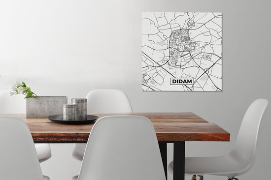 Toile Peinture Plan d'Etage - Didam - Plan de Ville - Carte - 50x50 cm - Décoration murale