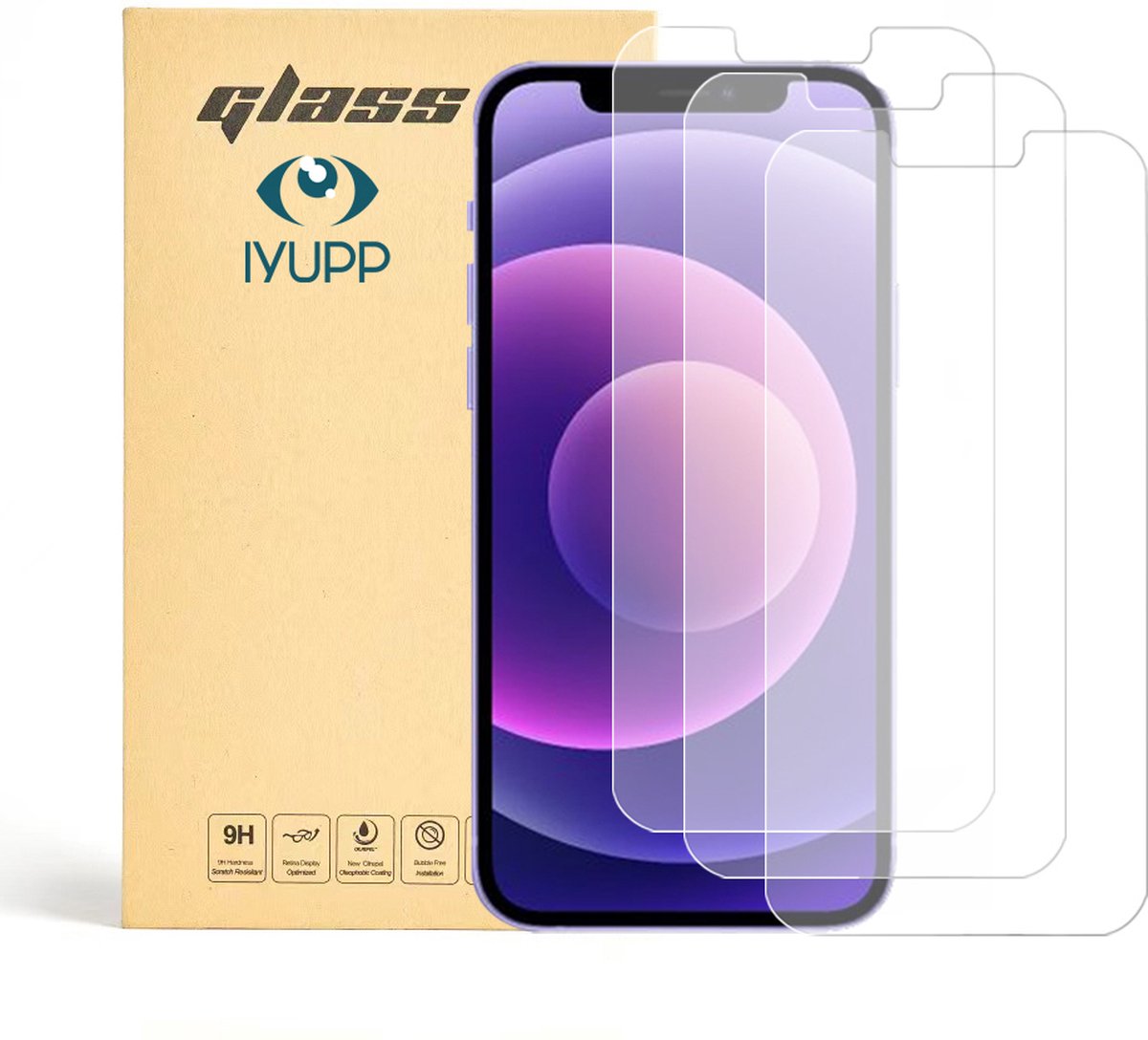 IYUPP Screenprotector 3 stuks Geschikt voor iPhone 13 - Gehard Glas - Tempered Glass