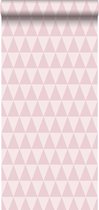 peinture à la craie papier peint intissé éco texture graphique triangle géométrique rose lilas - 148671 de ESTAhome