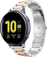 Strap-it Stalen schakel smartwatch bandje - geschikt voor Samsung Galaxy Watch Active / Active2 40 & 44mm / Galaxy Watch 3 41mm / Galaxy Watch 1 42mm / Gear Sport - zilver/rosé goud