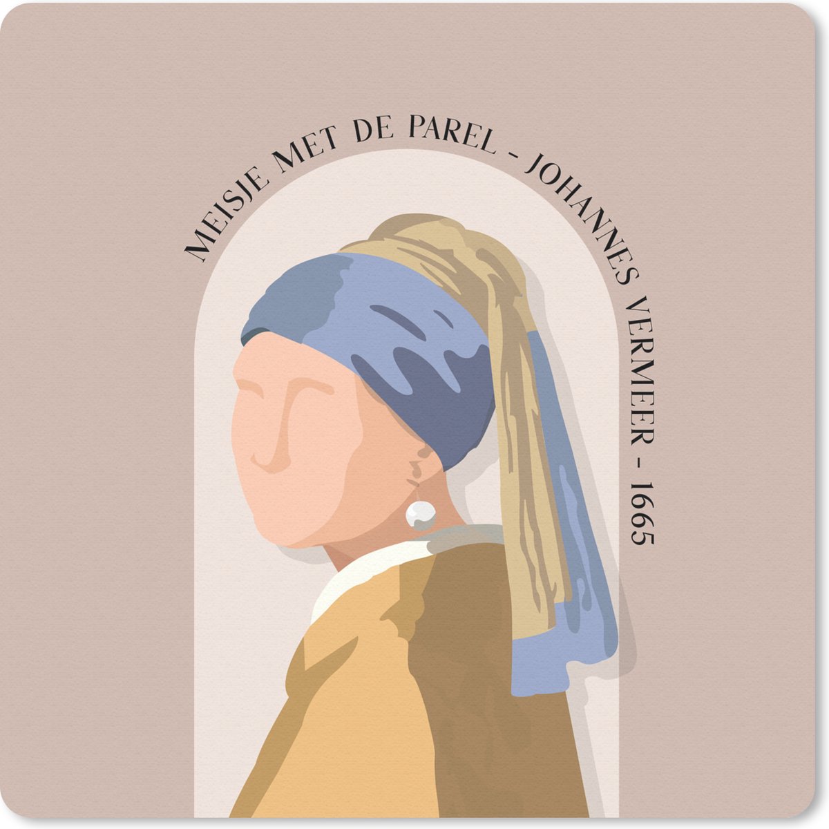 Muismat 30x30 cm - Mousepad Oude meesters - Meisje met de parel - Roze - Oud - Muismatten