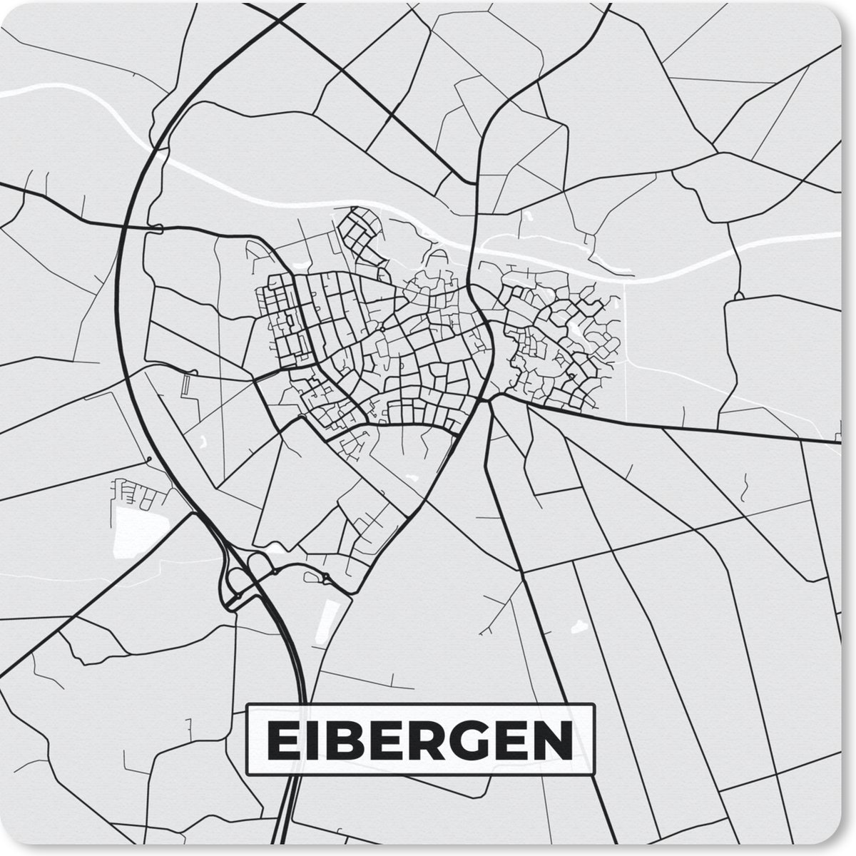 Muismat 20x20 cm - Mousepad Plattegrond - Eibergen - Kaart - Stadskaart - Muismatten - Stadskaart