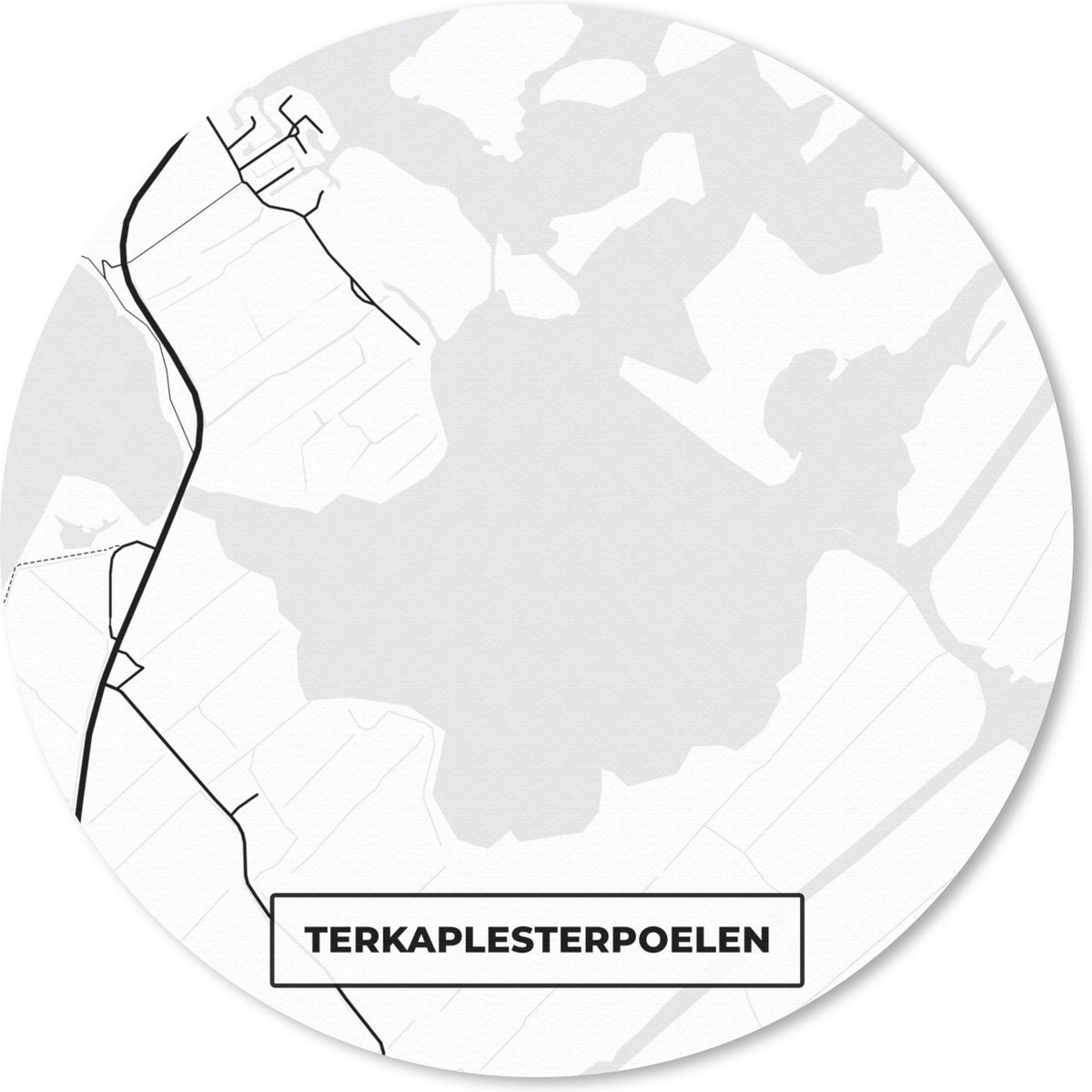 Muismat - Mousepad - Rond - Plattegrond - Nederland - Kaart - Terkaplesterpoelen - Stadskaart - 40x40 cm - Ronde muismat