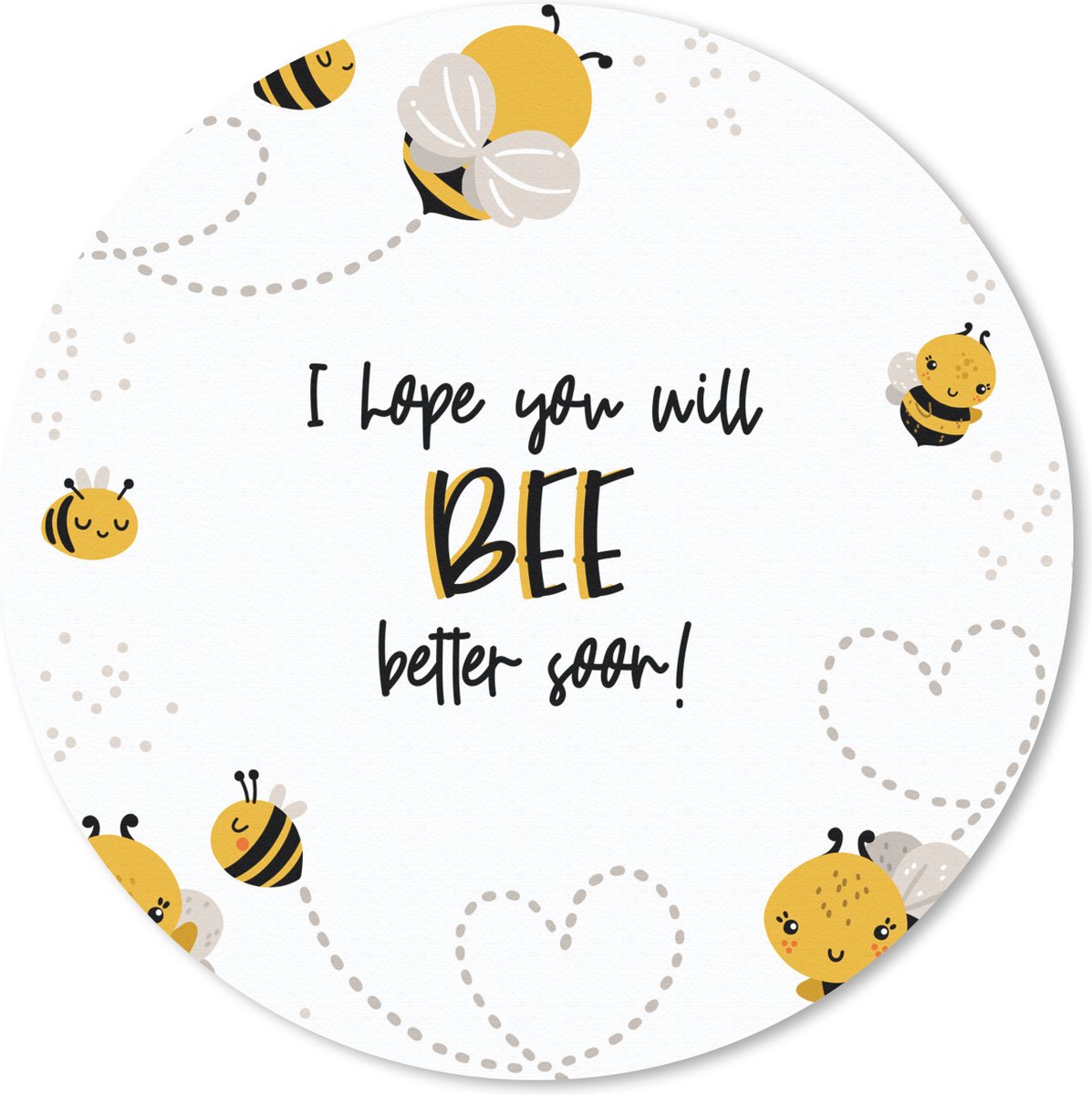 Muismat rond 40x40 cm - Mousepad Get well soon - Quotes - Bij - Ronde muismatten