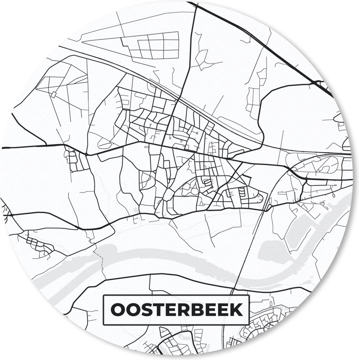 Muismat rond 20x20 cm - Mousepad Stadskaart - Plattegrond - Oosterbeek - Kaart - Ronde muismatten - Stadskaart