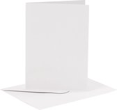 Kaarten en enveloppen, afmeting kaart 10,5x15 cm, afmeting envelop 11,5x16,5 cm, wit, 6sets