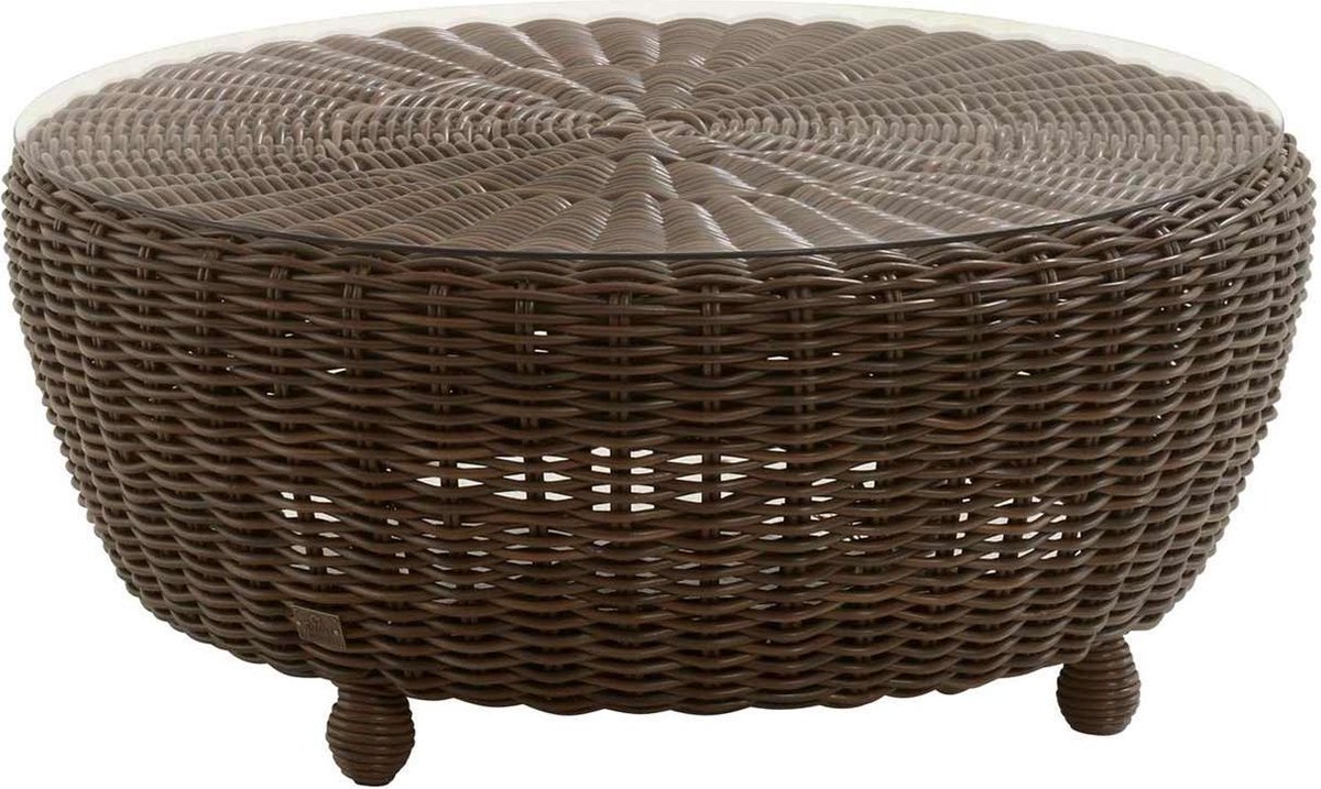 4 Seasons Outdoor Tuinset Outdoor Madoera coffee table Ø 100 cm with glass