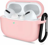 Case2go - Hoesje geschikt voor Apple Airpods Pro - Premium Siliconen beschermhoes met opdruk - 3.0 mm - Roze