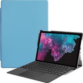 Tablet Hoes geschikt voor Microsoft Surface Pro 7 - Tri-Fold Book Case - Licht Blauw