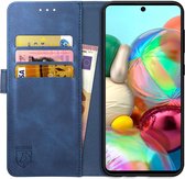 Rosso Element Book Case Wallet Hoesje Geschikt voor Samsung Galaxy A51 | Portemonnee | 3 Pasjes | Magneetsluiting | Stand Functie | Blauw