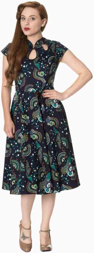 Dancing Days - PROUD PEACOCK CUT OUT Flare jurk - XL - Blauw