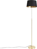 QAZQA parte fl - Klassieke Vloerlamp | Staande Lamp met kap - 1 lichts - H 1680 mm - Zwart Goud - Woonkamer | Slaapkamer | Keuken
