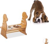 relaxdays voerbak hond met standaard - rvs - dubbel - etensbak - drinkbak - 2 eetbakjes L