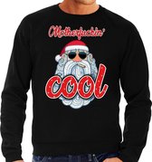 Foute Kersttrui / sweater -  Stoere kerstman - motherfucking cool - zwart voor heren - kerstkleding / kerst outfit L (52)