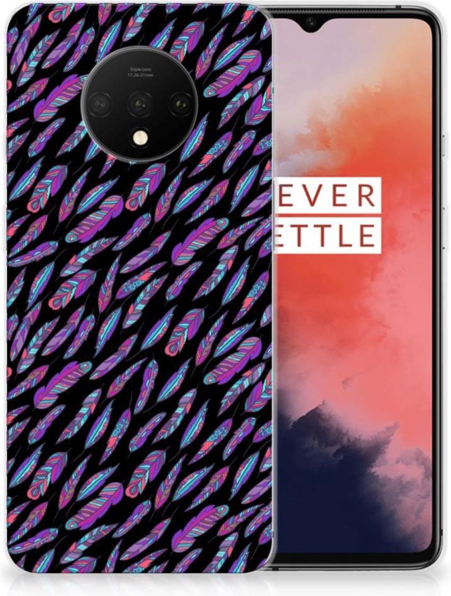 TPU Hoesje voor OnePlus 7T TPU bumper Feathers Color