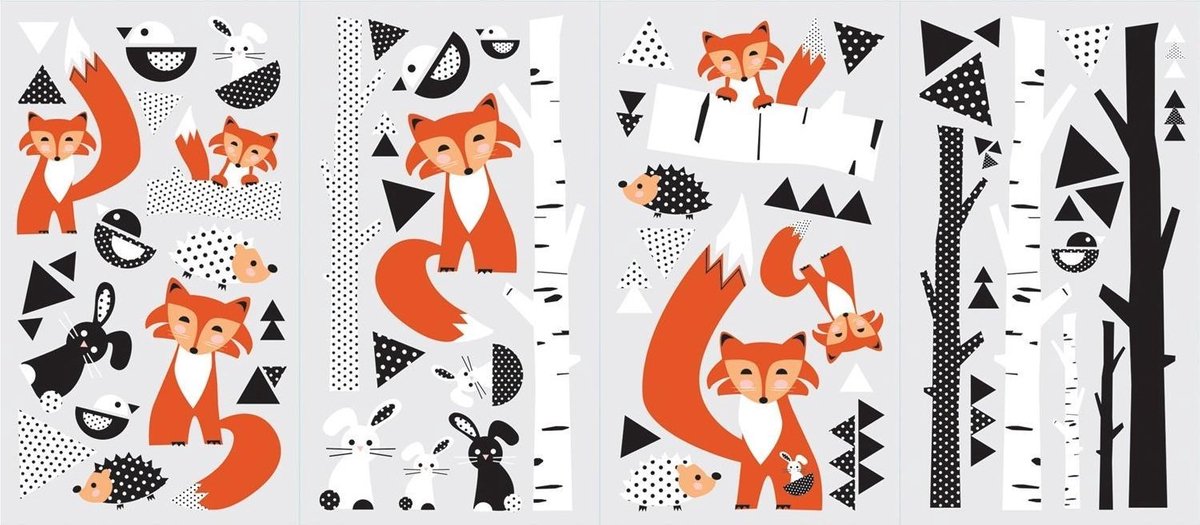 muurstickers vossenbos vinyl 60 stuks