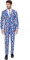 OppoSuits Giftmas Eve - Heren Kostuum - Blauw - Kerstpak - Maat 46