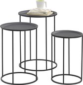 Salontafel rond set van 3 zwart 45xØ30 - 50xØ35 - 55xØ40 cm