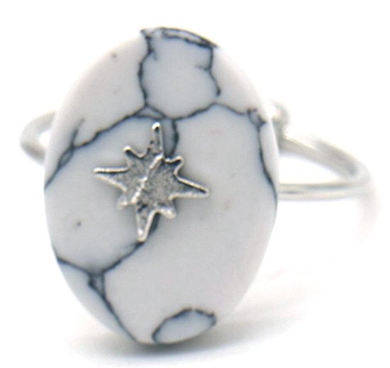 Ring Marbre et étoile du Nord - Métal - Taille unique - Couleur argentée - Dielay