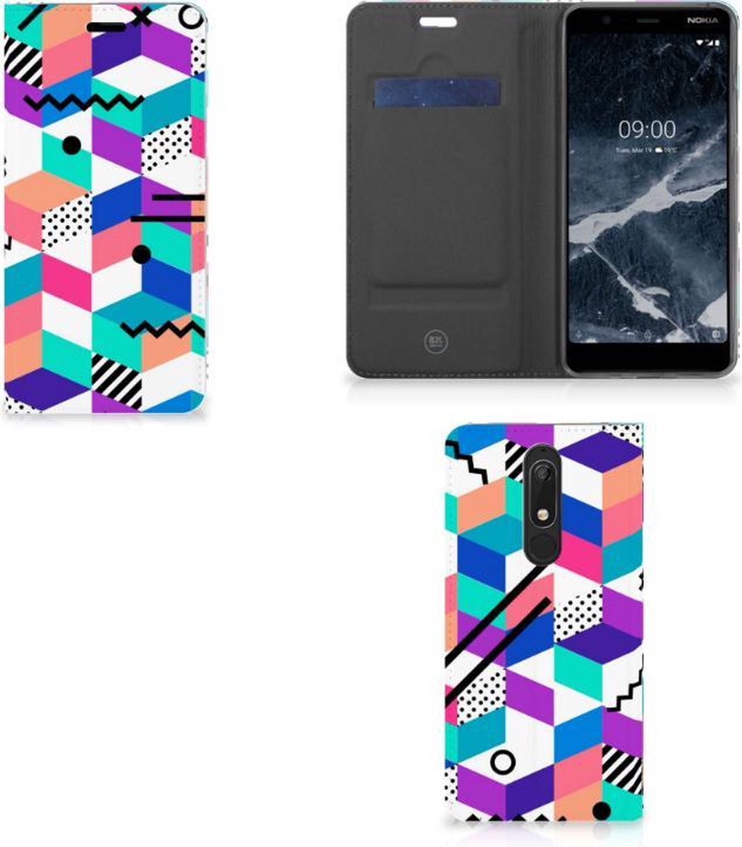 Nokia 5.1 (2018) Stand Case Blokken Kleurrijk