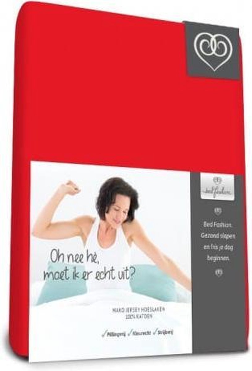 Bed-Fashion Mako Jersey Topdek hoeslakens 90 x 200 cm rood