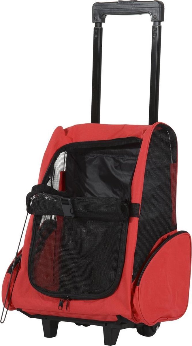 Opetdo Transportrugzak voor honden, met 3-in-1 trolley tot 20 kg, katten, puppy's, van volledig geventileerd net, ontworpen voor reizen, wandelen, gebruik buitenshuis (grijs